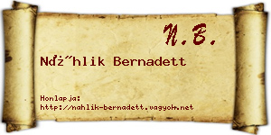 Náhlik Bernadett névjegykártya